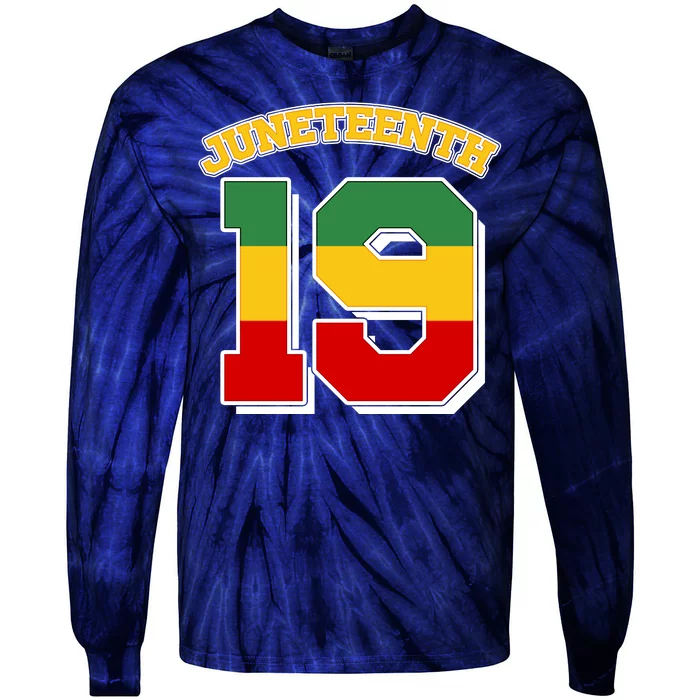 Juneteenth 19 Nineteen Jersey Tie-Dye Long Sleeve Shirt