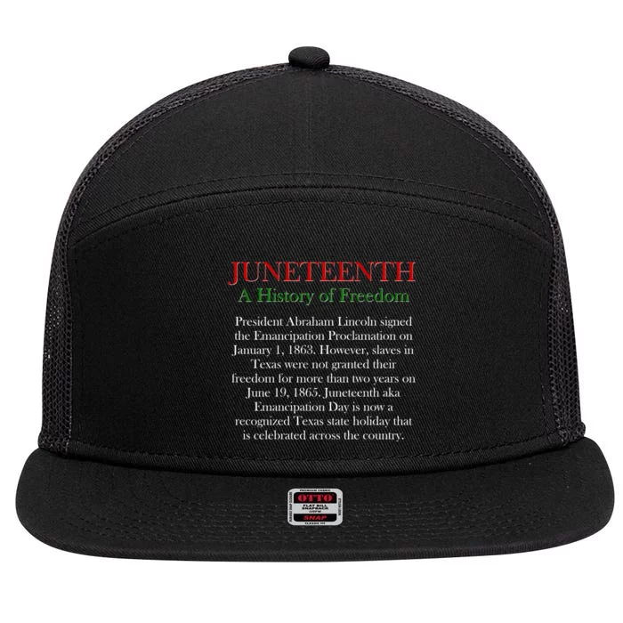 Juneteenth A History of Freedom 7 Panel Mesh Trucker Snapback Hat