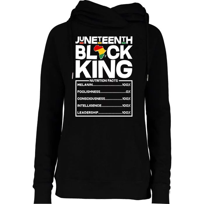 Juneteenth Black King Nutrition Facts Womens Funnel Neck Pullover Hood