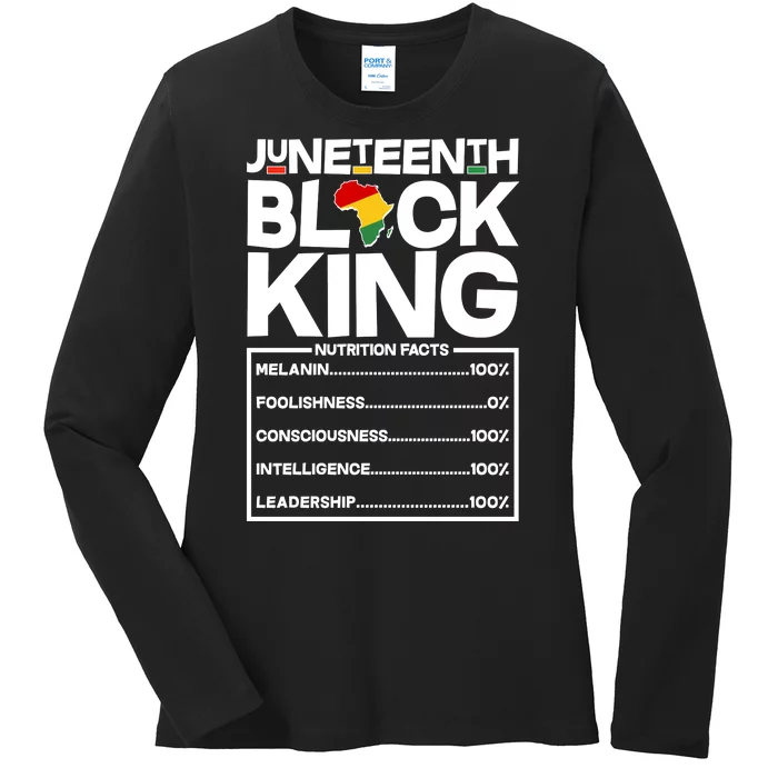 Juneteenth Black King Nutrition Facts Ladies Long Sleeve Shirt