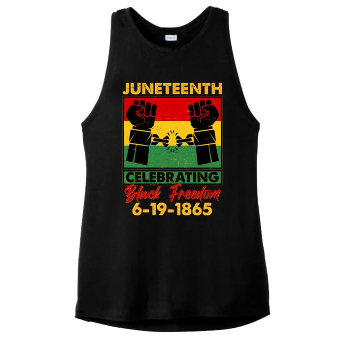 Juneteenth Celebrating Black Freedom 6-19-1865 Breaking The Chains Ladies Tri-Blend Wicking Tank