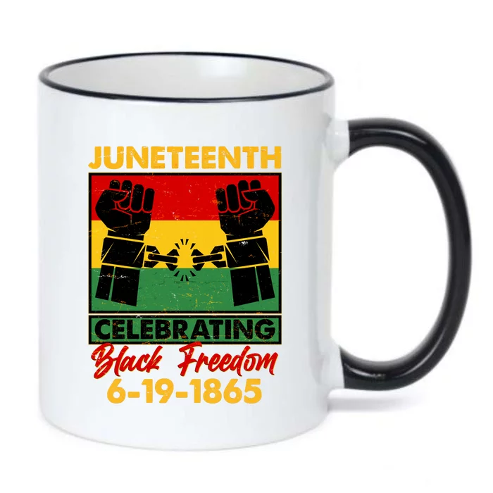 Juneteenth Celebrating Black Freedom 6-19-1865 Breaking The Chains Black Color Changing Mug