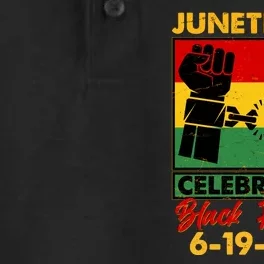 Juneteenth Celebrating Black Freedom 6-19-1865 Breaking The Chains Dry Zone Grid Performance Polo