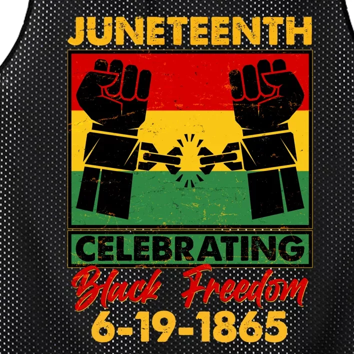 Juneteenth Celebrating Black Freedom 6-19-1865 Breaking The Chains Mesh Reversible Basketball Jersey Tank