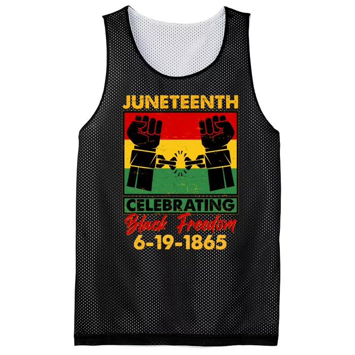 Juneteenth Celebrating Black Freedom 6-19-1865 Breaking The Chains Mesh Reversible Basketball Jersey Tank