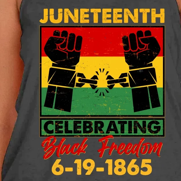 Juneteenth Celebrating Black Freedom 6-19-1865 Breaking The Chains Women's Knotted Racerback Tank