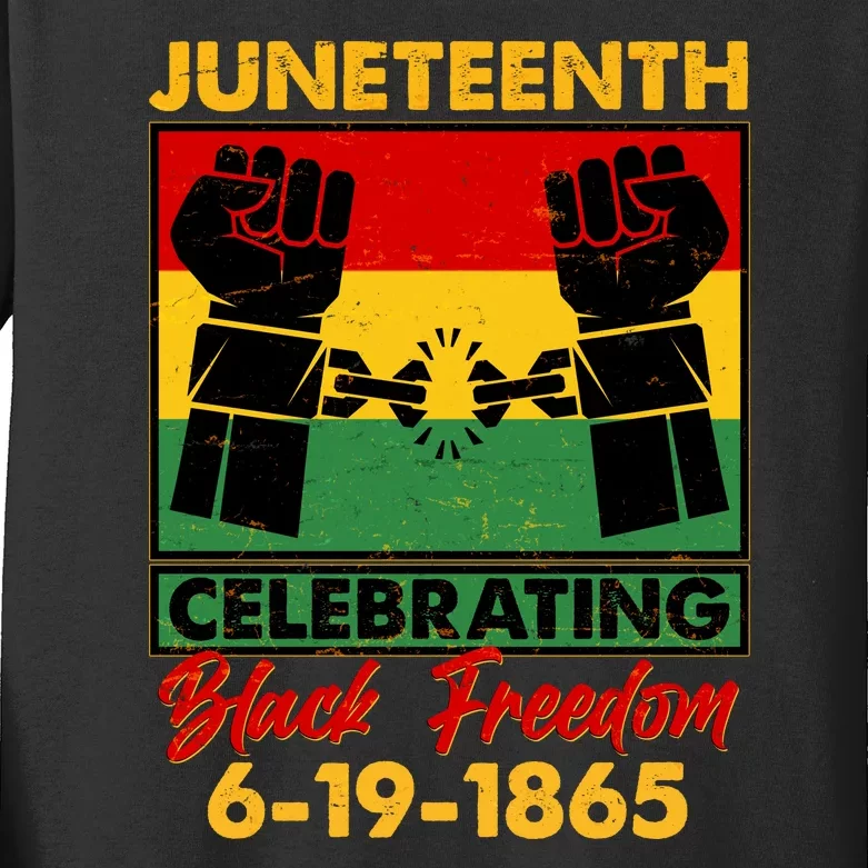 Juneteenth Celebrating Black Freedom 6-19-1865 Breaking The Chains Kids Long Sleeve Shirt