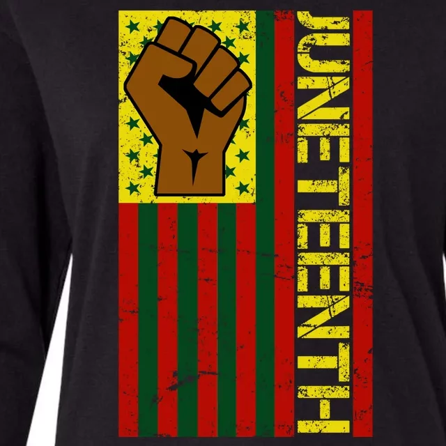 Juneteenth Flag Independence Day Vintage Celebration Womens Cotton Relaxed Long Sleeve T-Shirt