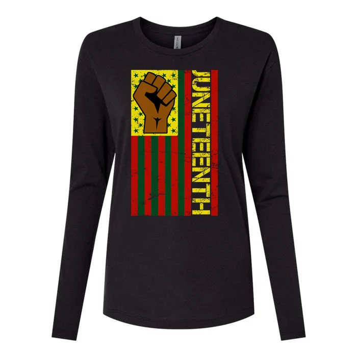 Juneteenth Flag Independence Day Vintage Celebration Womens Cotton Relaxed Long Sleeve T-Shirt