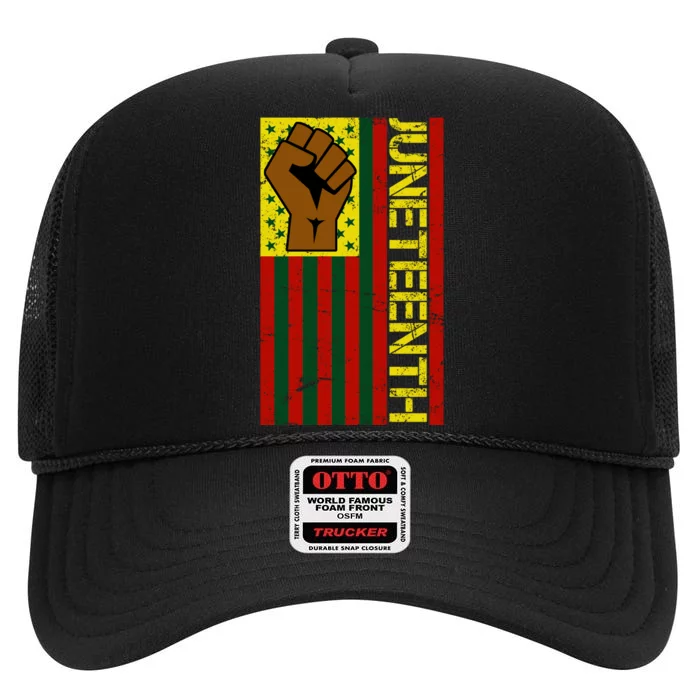 Juneteenth Flag Independence Day Vintage Celebration High Crown Mesh Trucker Hat