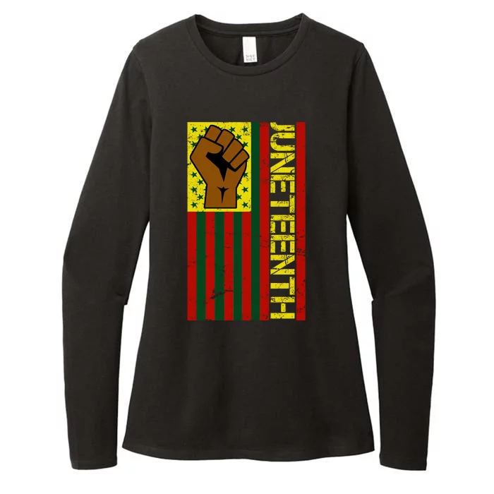 Juneteenth Flag Independence Day Vintage Celebration Womens CVC Long Sleeve Shirt