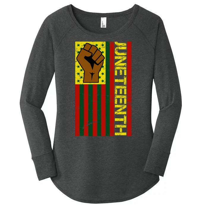 Juneteenth Flag Independence Day Vintage Celebration Women's Perfect Tri Tunic Long Sleeve Shirt