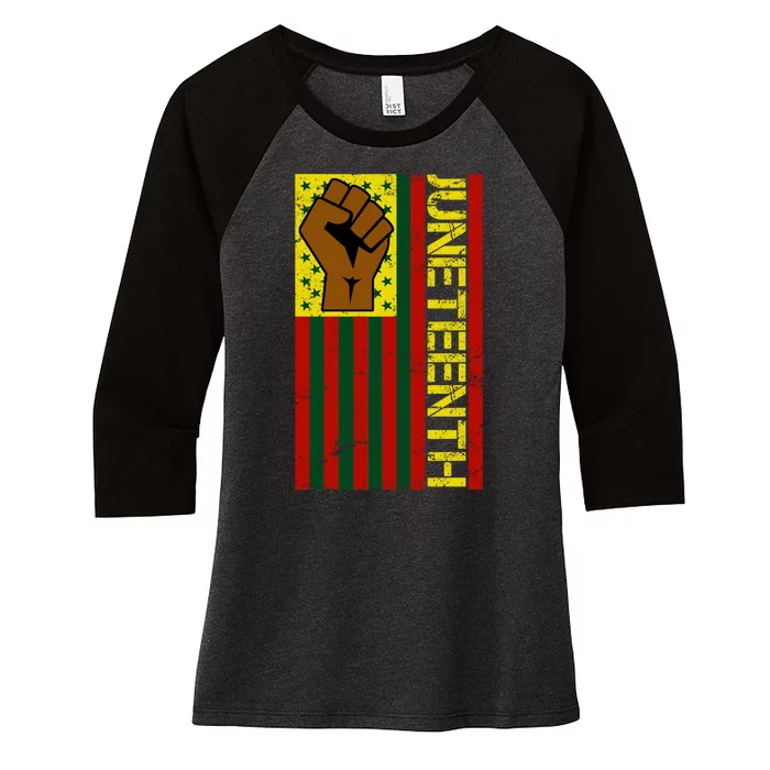 Juneteenth Flag Independence Day Vintage Celebration Women's Tri-Blend 3/4-Sleeve Raglan Shirt