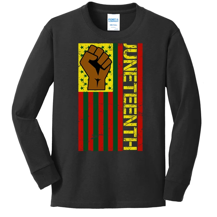 Juneteenth Flag Independence Day Vintage Celebration Kids Long Sleeve Shirt