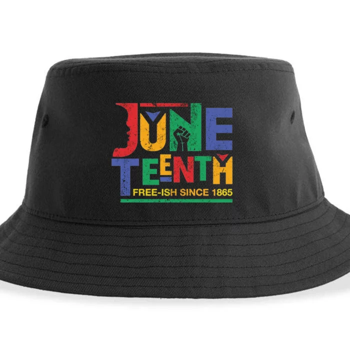 Juneteenth Free-ish Since 1865 African Color Sustainable Bucket Hat