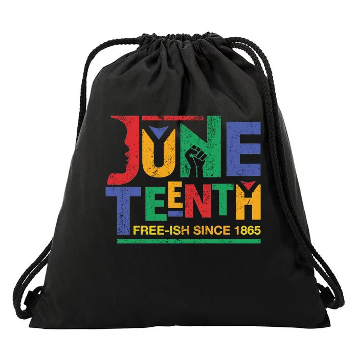 Juneteenth Free-ish Since 1865 African Color Drawstring Bag