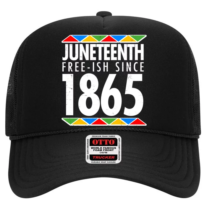 Juneteenth Free-ish Since 1865 African Colors High Crown Mesh Trucker Hat