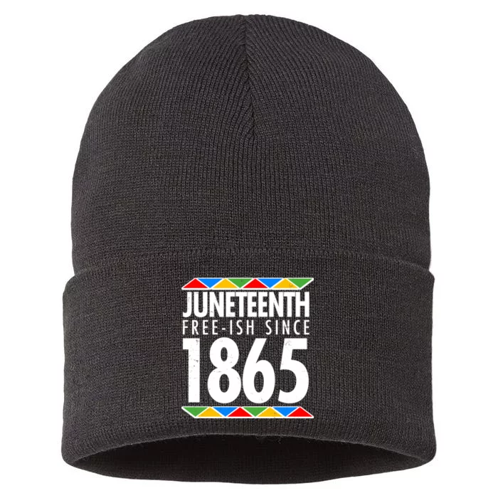 Juneteenth Free-ish Since 1865 African Colors Sustainable Knit Beanie