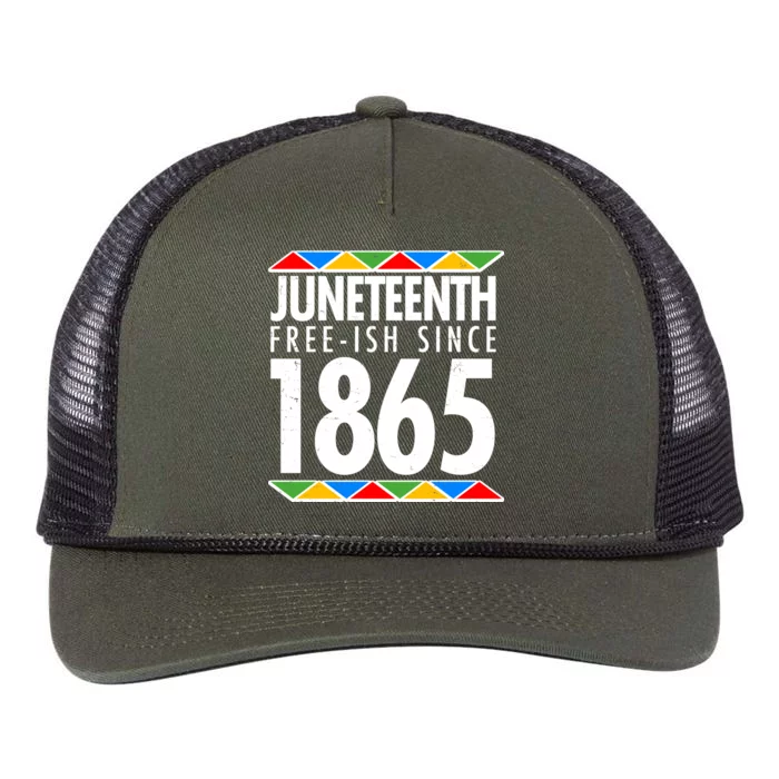 Juneteenth Free-ish Since 1865 African Colors Retro Rope Trucker Hat Cap