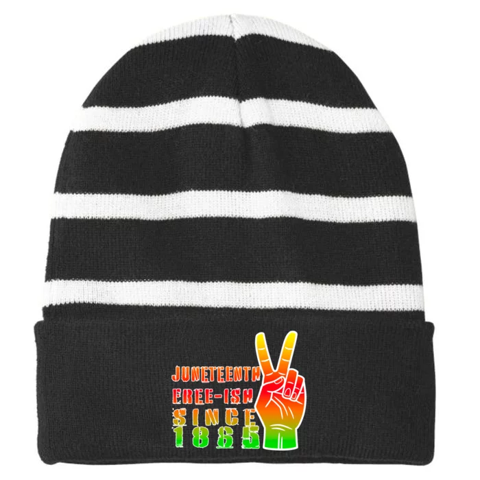 Juneteenth Freedom Day African American June 19th 1965 Striped Beanie with Solid Band