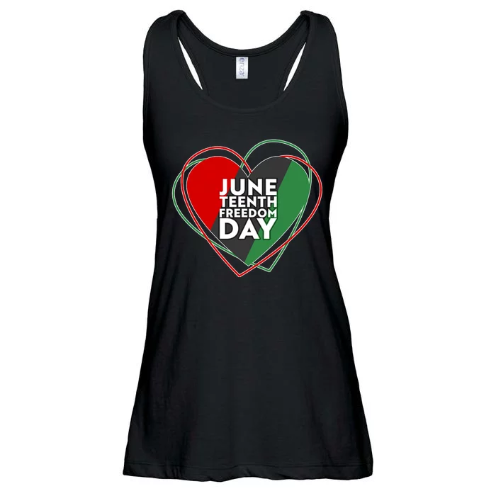 Juneteenth Freedom Day Heart Traditional Colors Ladies Essential Flowy Tank