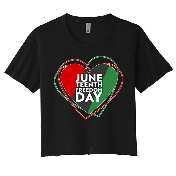 Juneteenth Freedom Day Heart Traditional Colors Women's Crop Top Tee