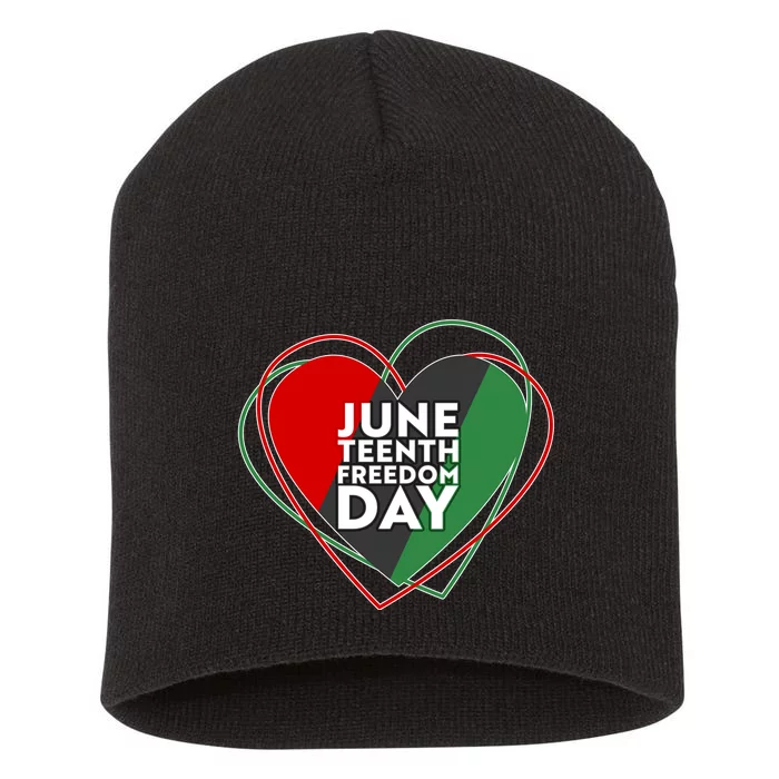 Juneteenth Freedom Day Heart Traditional Colors Short Acrylic Beanie