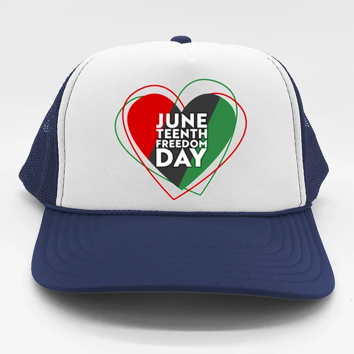 Juneteenth Freedom Day Heart Traditional Colors Trucker Hat