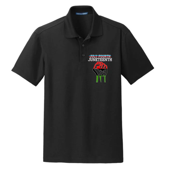 Juneteenth Freedom Fist Dry Zone Grid Performance Polo