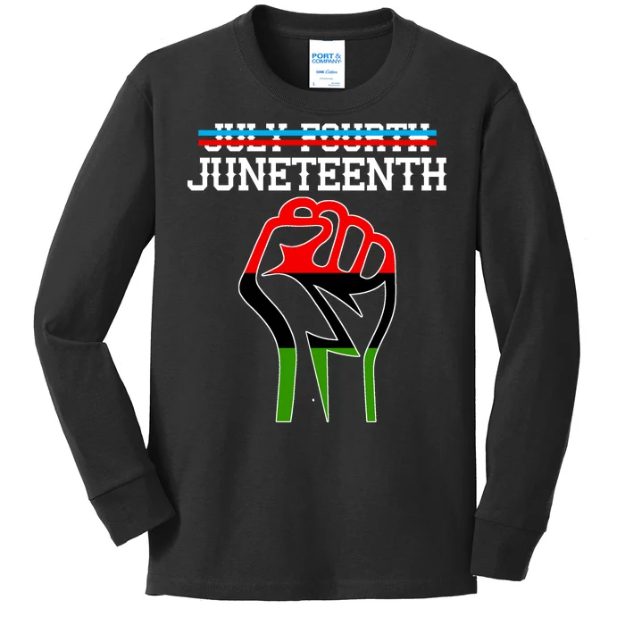 Juneteenth Freedom Fist Kids Long Sleeve Shirt