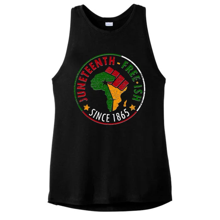 Juneteenth Freeish Since 1865 Ladies Tri-Blend Wicking Tank