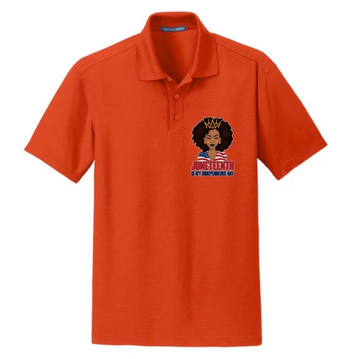 Juneteenth Is My Independence Day African American USA Flag Dry Zone Grid Performance Polo