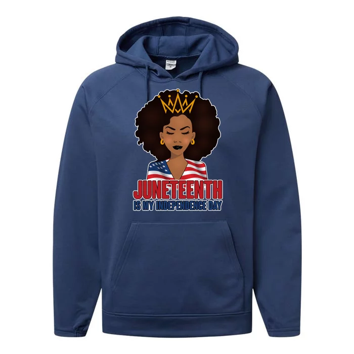 Juneteenth Is My Independence Day African American USA Flag Performance Fleece Hoodie