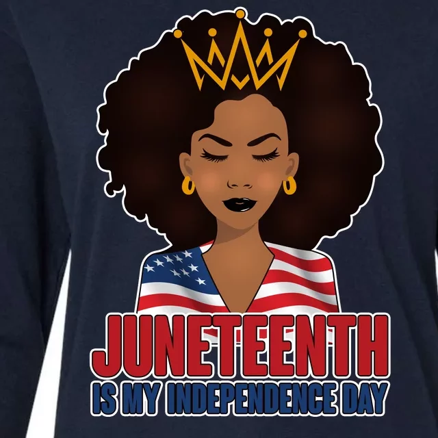 Juneteenth Is My Independence Day African American USA Flag Womens Cotton Relaxed Long Sleeve T-Shirt