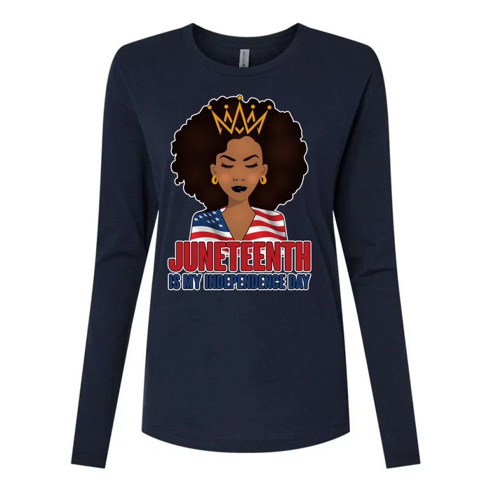 Juneteenth Is My Independence Day African American USA Flag Womens Cotton Relaxed Long Sleeve T-Shirt