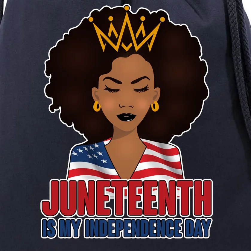 Juneteenth Is My Independence Day African American USA Flag Drawstring Bag