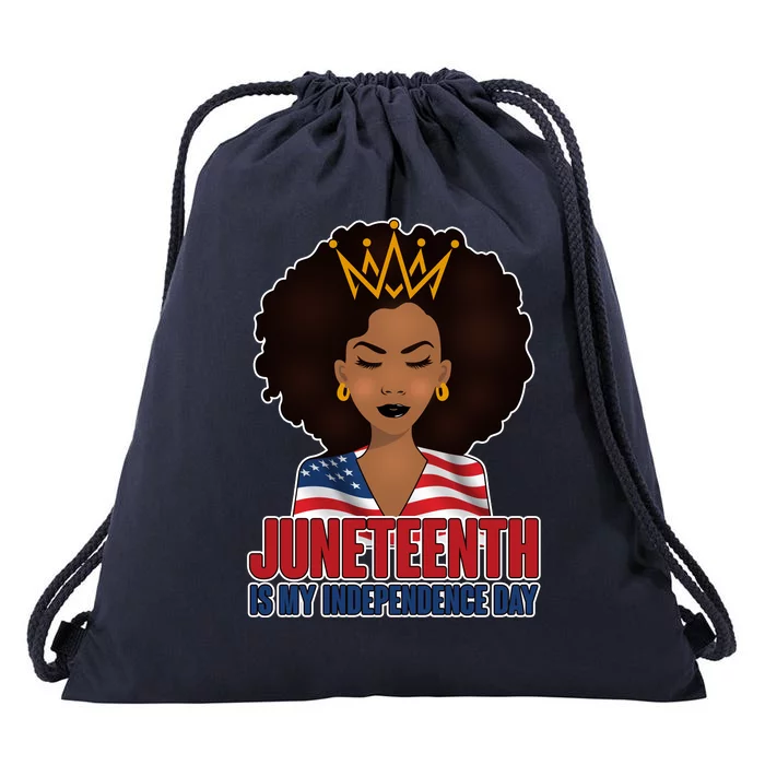 Juneteenth Is My Independence Day African American USA Flag Drawstring Bag