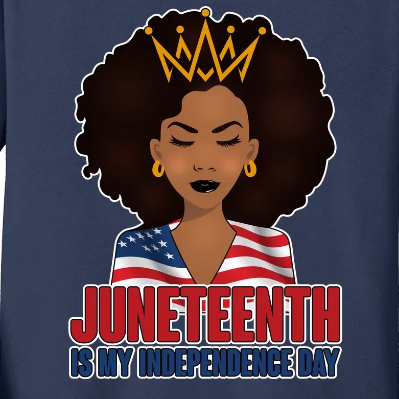 Juneteenth Is My Independence Day African American USA Flag Kids Long Sleeve Shirt