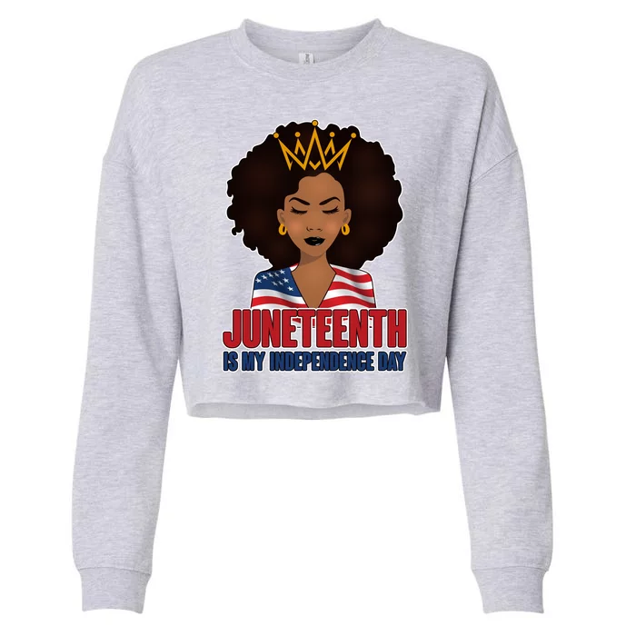 Juneteenth Is My Independence Day African American USA Flag Cropped Pullover Crew