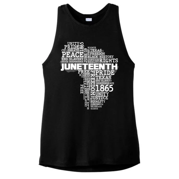 Juneteenth June 19 1865 Africa Word Cloud Art Ladies Tri-Blend Wicking Tank