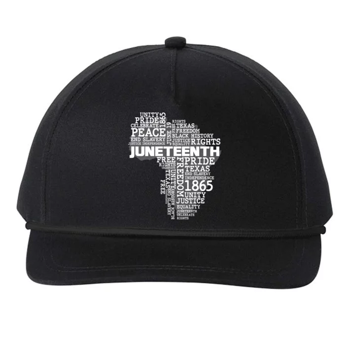 Juneteenth June 19 1865 Africa Word Cloud Art Snapback Five-Panel Rope Hat