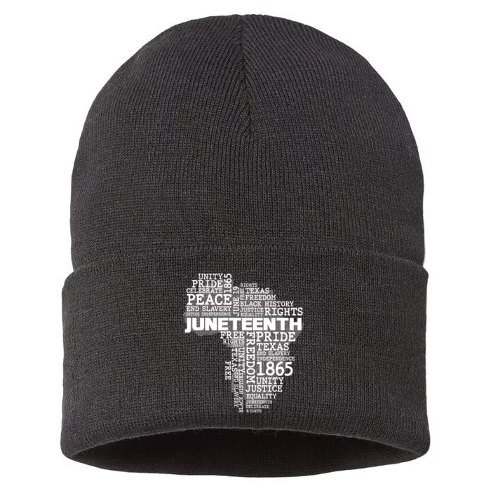 Juneteenth June 19 1865 Africa Word Cloud Art Sustainable Knit Beanie