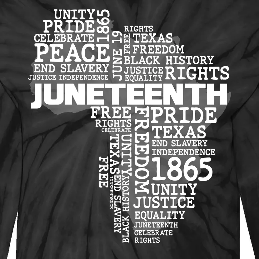 Juneteenth June 19 1865 Africa Word Cloud Art Tie-Dye Long Sleeve Shirt