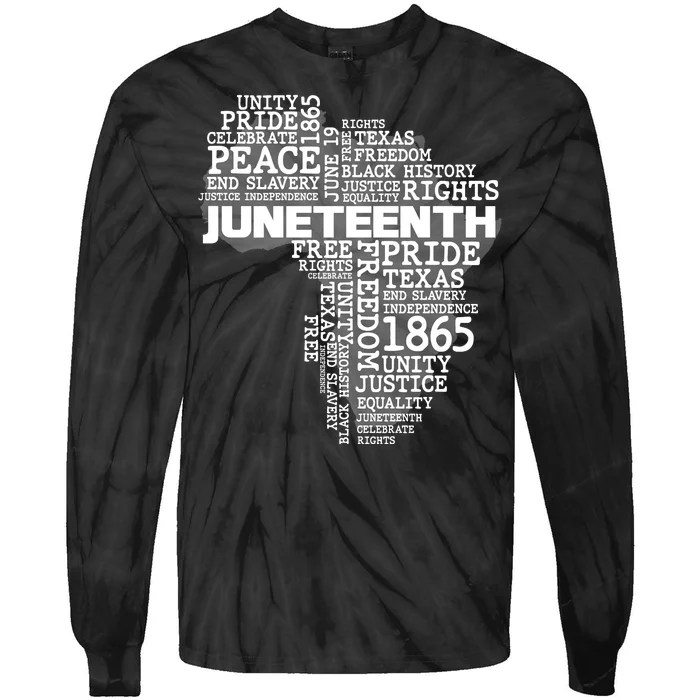 Juneteenth June 19 1865 Africa Word Cloud Art Tie-Dye Long Sleeve Shirt