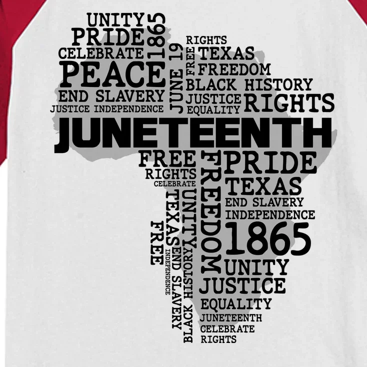 Juneteenth June 19 1865 Africa Word Cloud Art Kids Colorblock Raglan Jersey