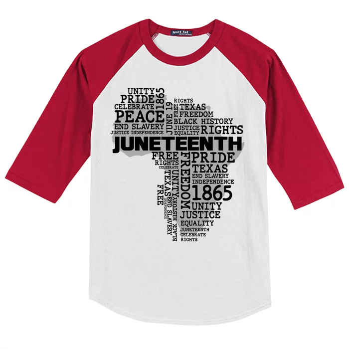 Juneteenth June 19 1865 Africa Word Cloud Art Kids Colorblock Raglan Jersey