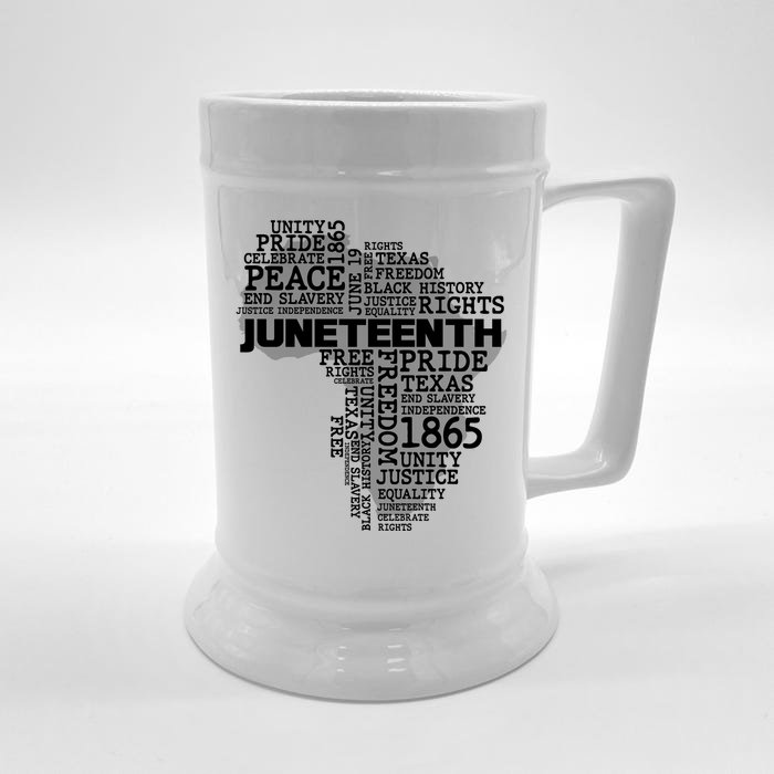 Juneteenth June 19 1865 Africa Word Cloud Art Front & Back Beer Stein