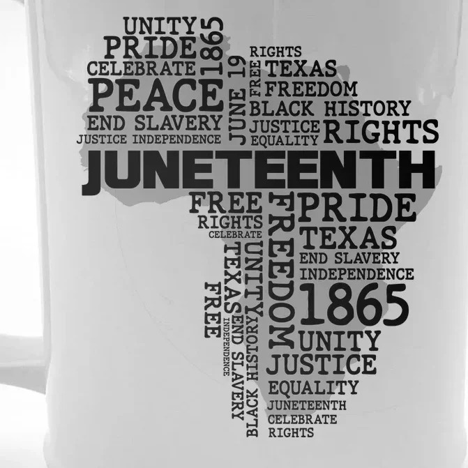 Juneteenth June 19 1865 Africa Word Cloud Art Front & Back Beer Stein