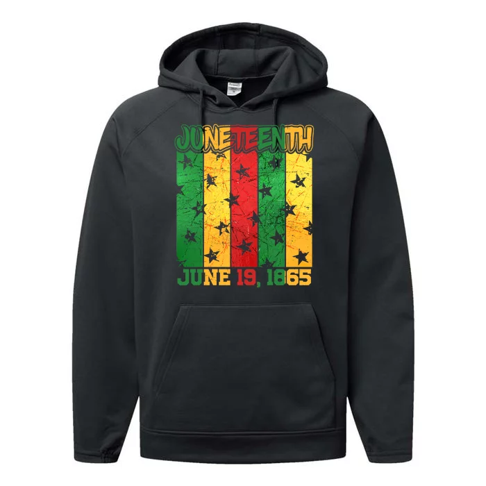 Juneteenth June 19 1865 Traditional Red Gold Green Performance Fleece Hoodie