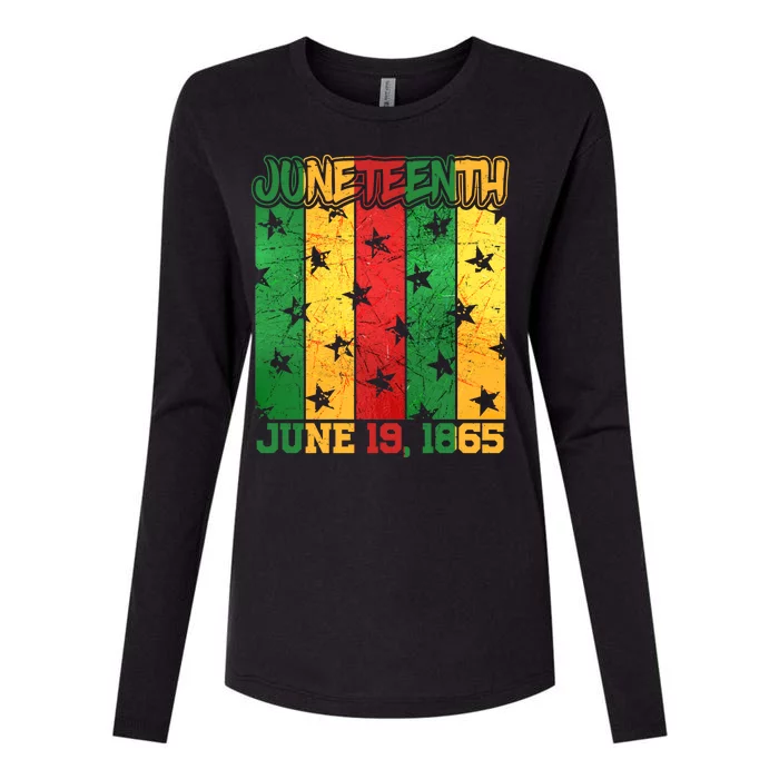 Juneteenth June 19 1865 Traditional Red Gold Green Womens Cotton Relaxed Long Sleeve T-Shirt